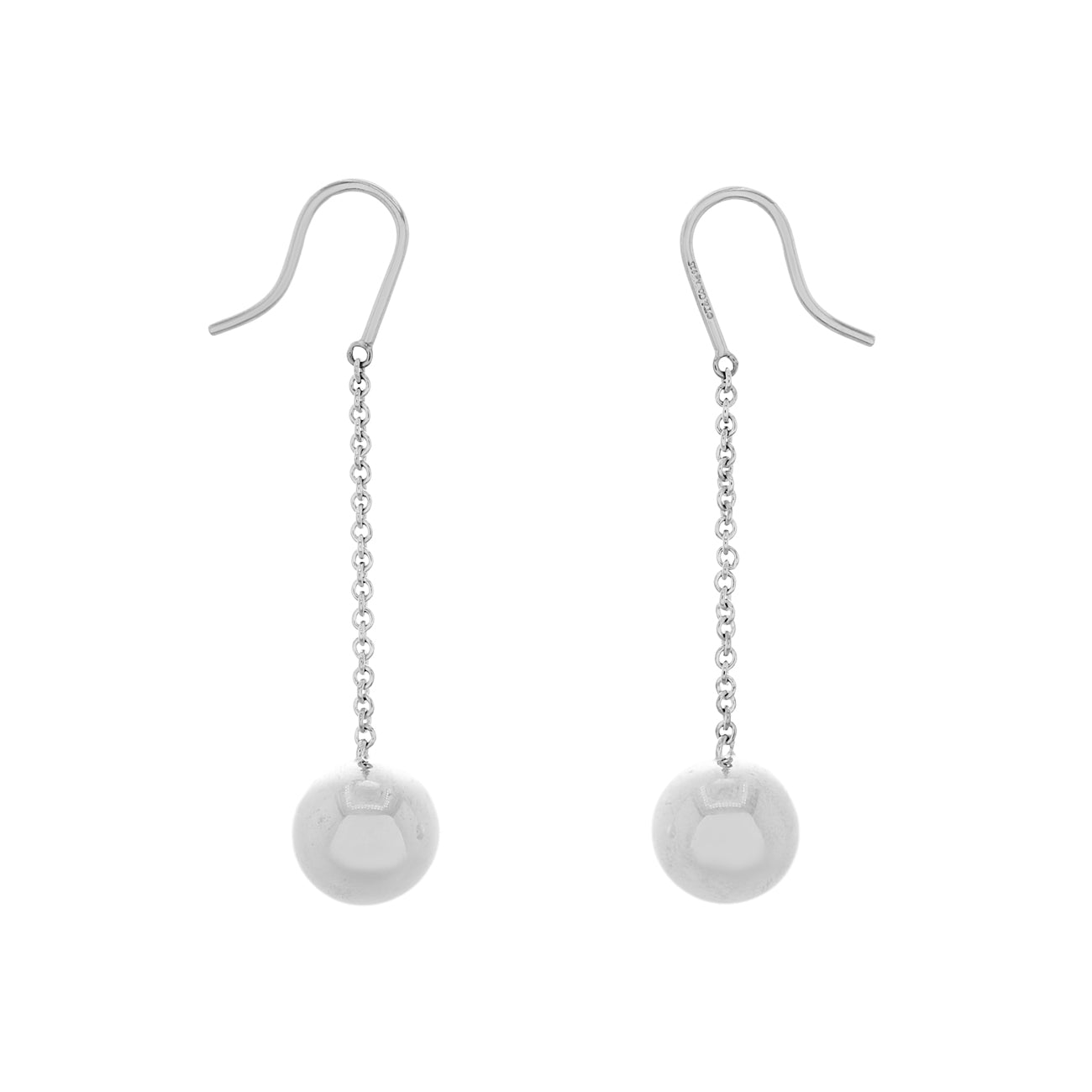 Exclusive Tiffany & Co. Sterling Silver HardWear Ball Drop Earrings — Front View