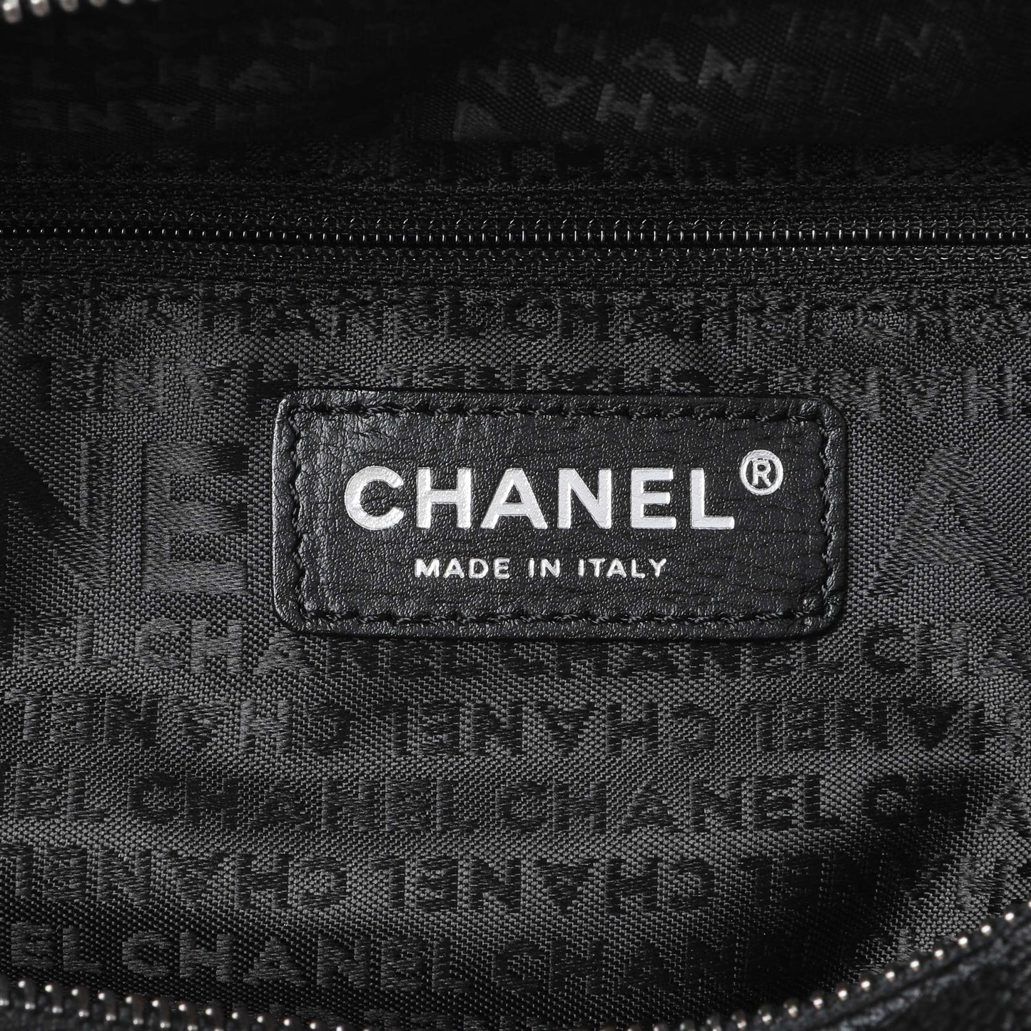 Exclusive Chanel Vintage Black Caviar Square Quilted Stitched Bowler Bag — Detail View