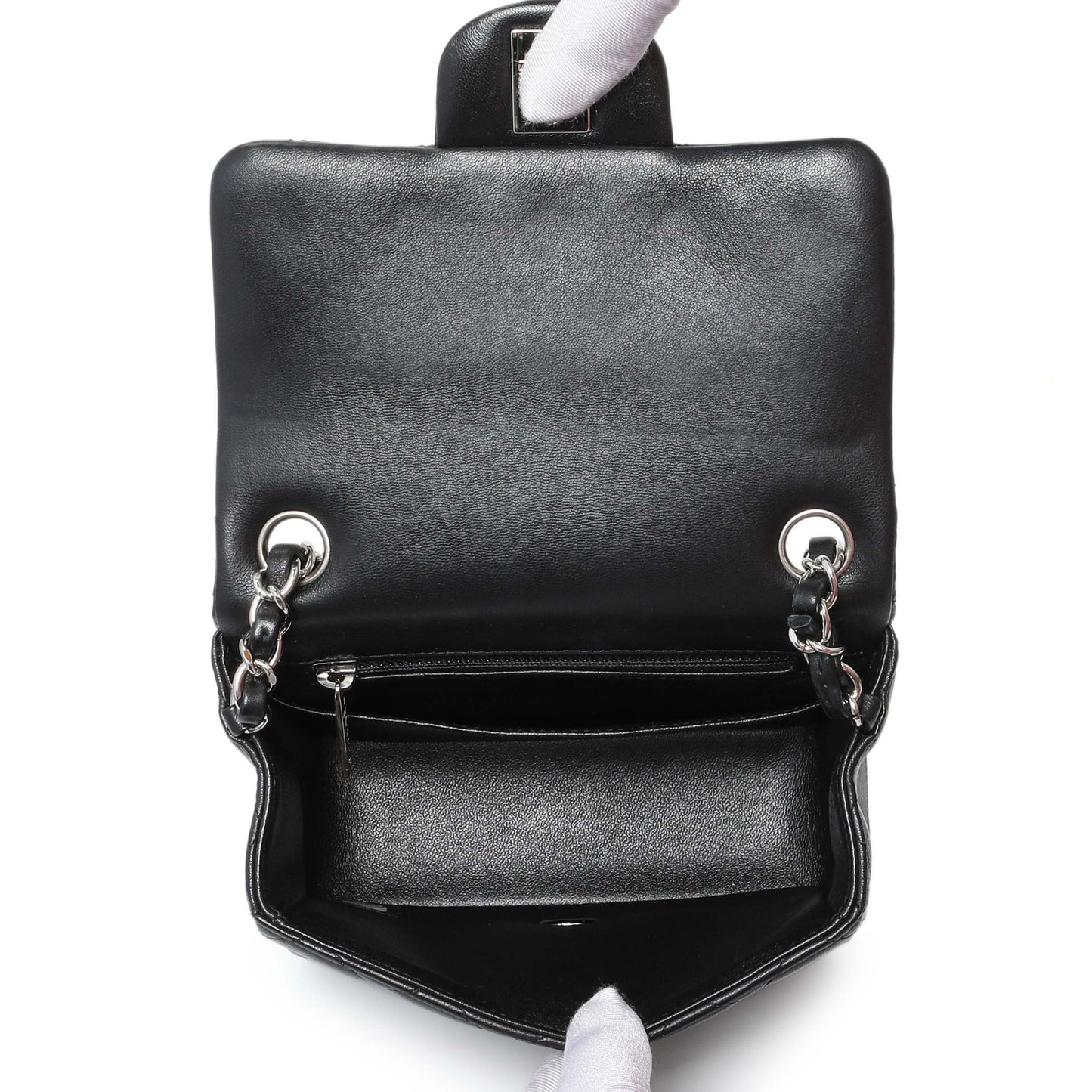 Exclusive Chanel Black Quilted Lambskin Mini Square Flap — Top View