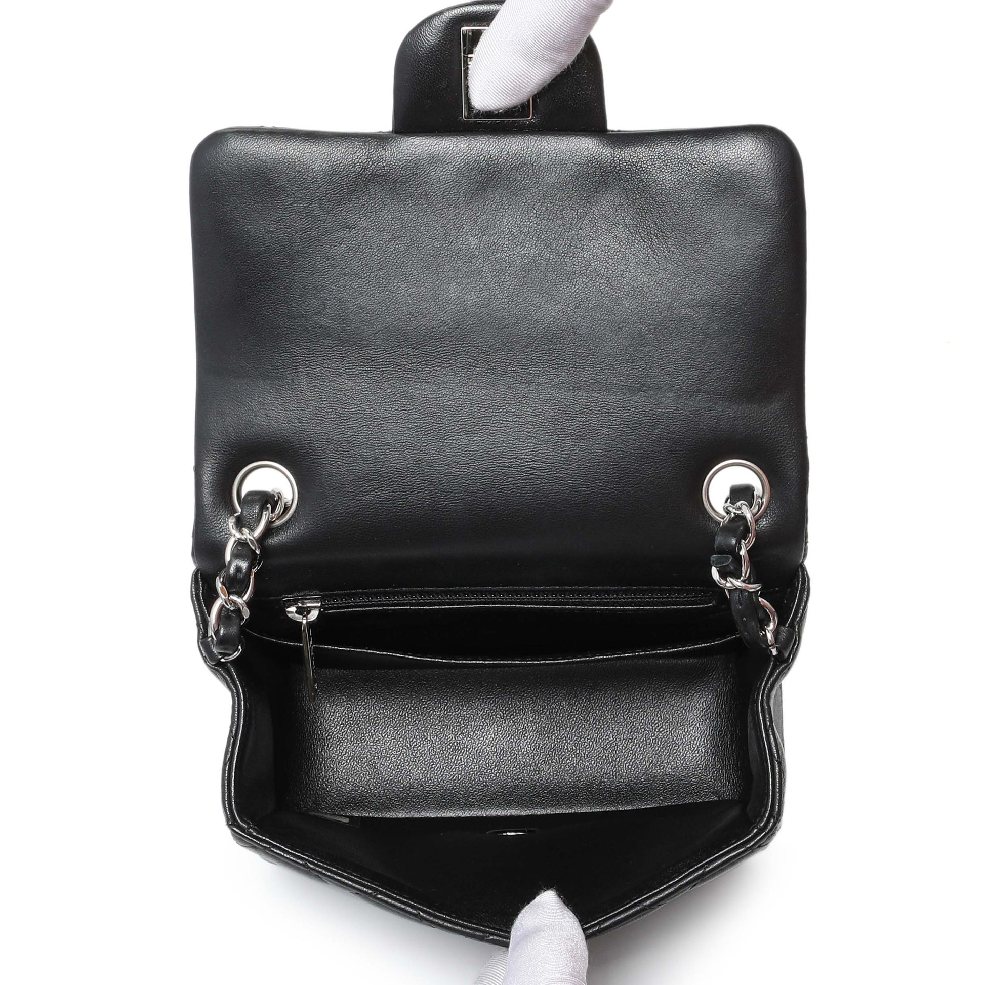 Exclusive Chanel Black Quilted Lambskin Mini Square Flap — Top View