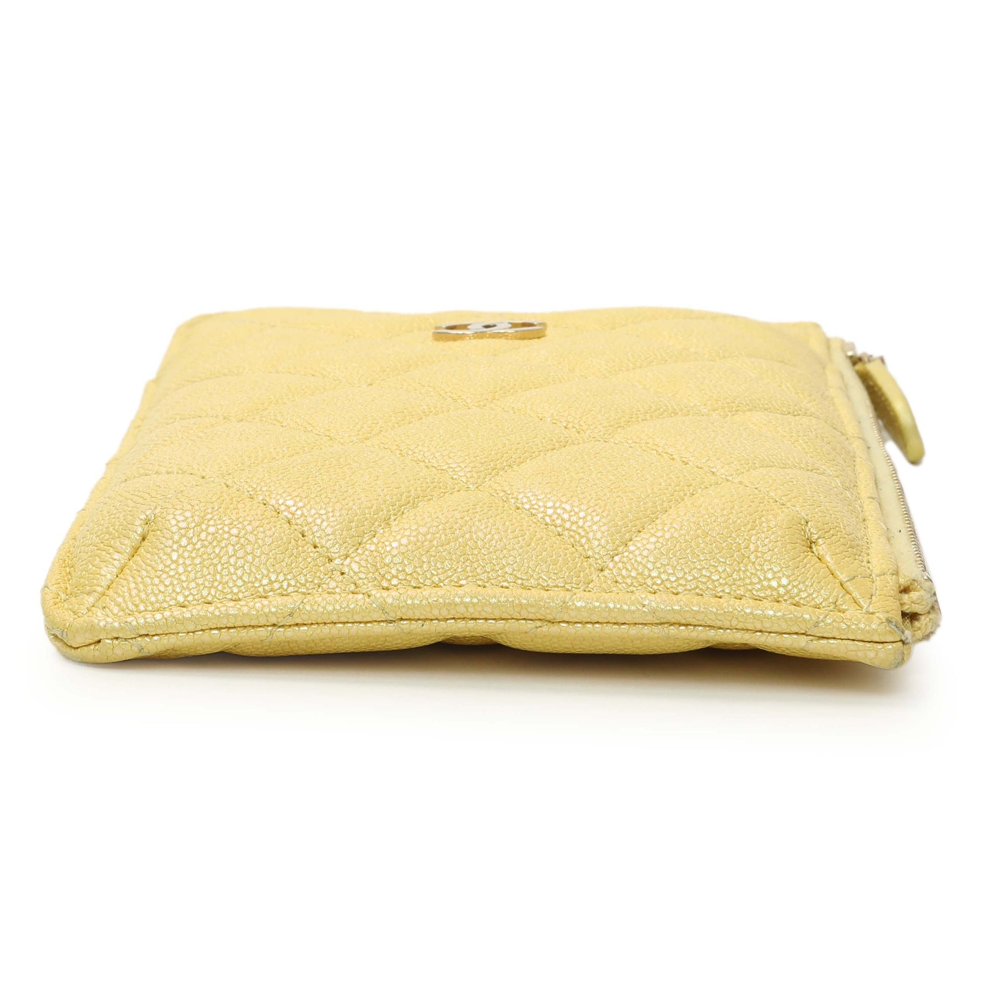 Exclusive Chanel Yellow Iridescent Caviar Classic Phone Pouch — Back View