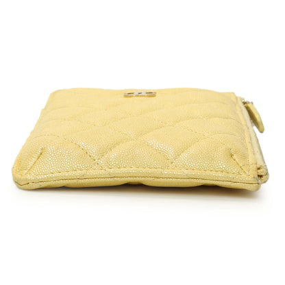 Exclusive Chanel Yellow Iridescent Caviar Classic Phone Pouch — Back View