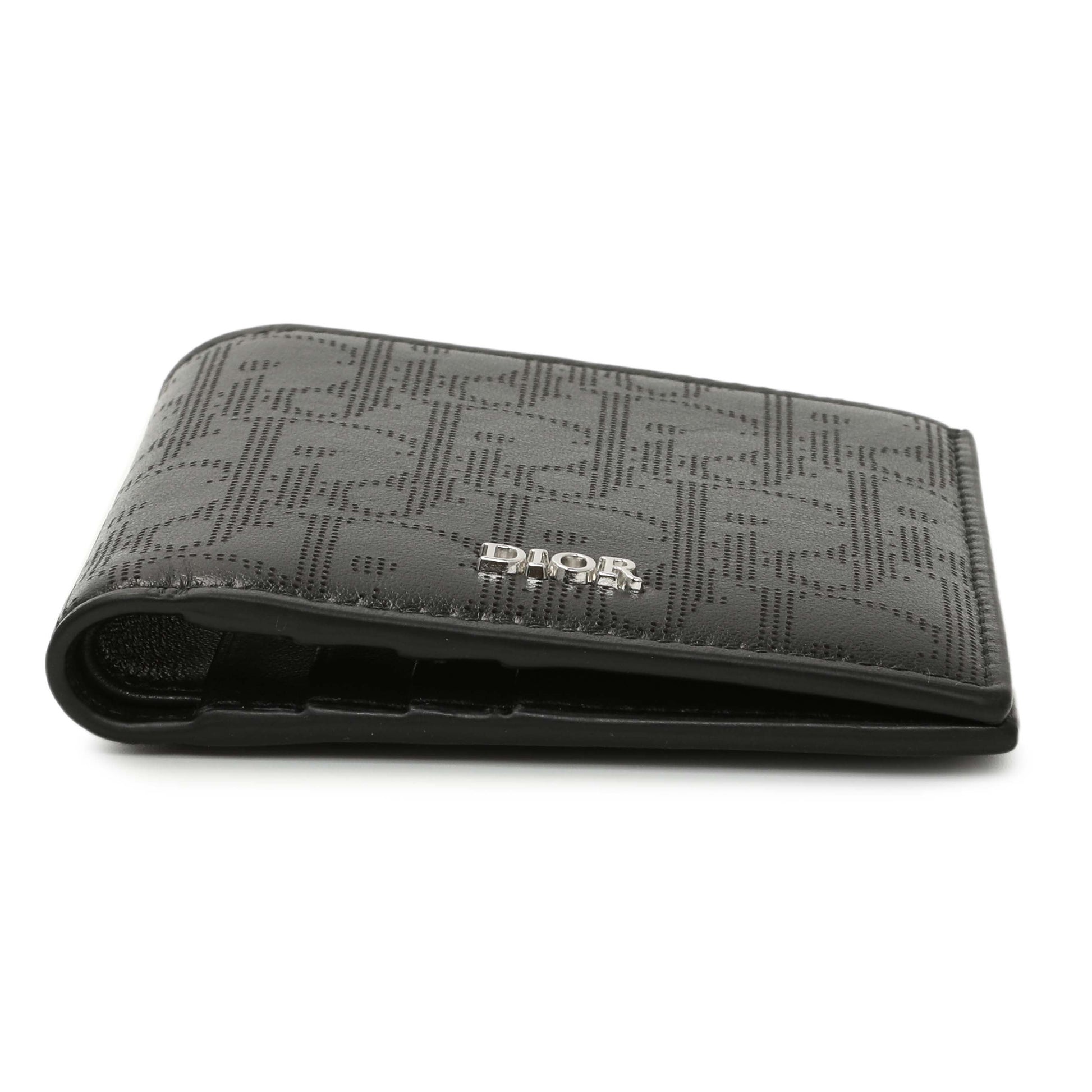 Exclusive Christian Dior Black Calfskin Perforated Oblique Vertical Card Holder — Back View