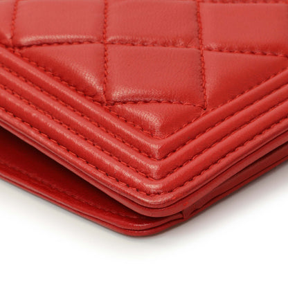 Exclusive Chanel Red Quilted Lambskin Boy Yen Wallet — Alternate View 8