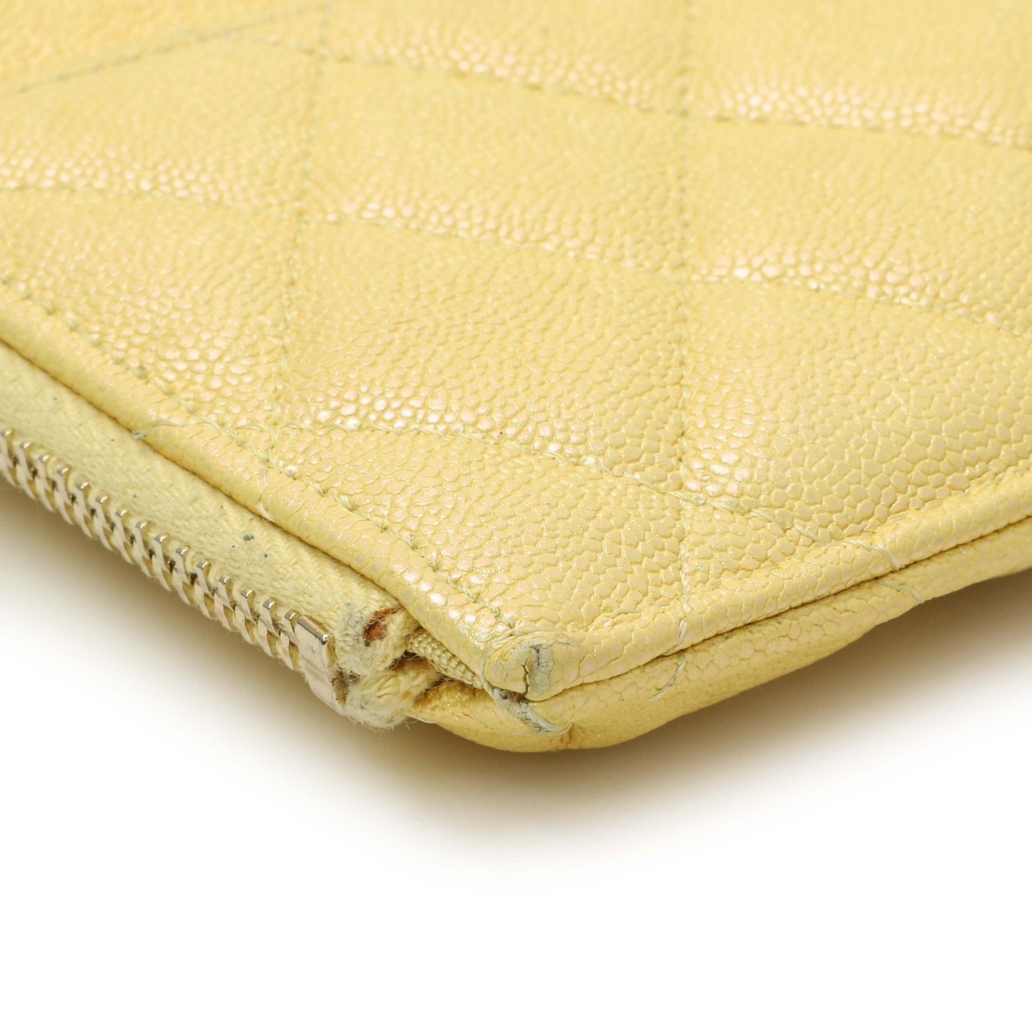 Exclusive Chanel Yellow Iridescent Caviar Classic Phone Pouch — Top View
