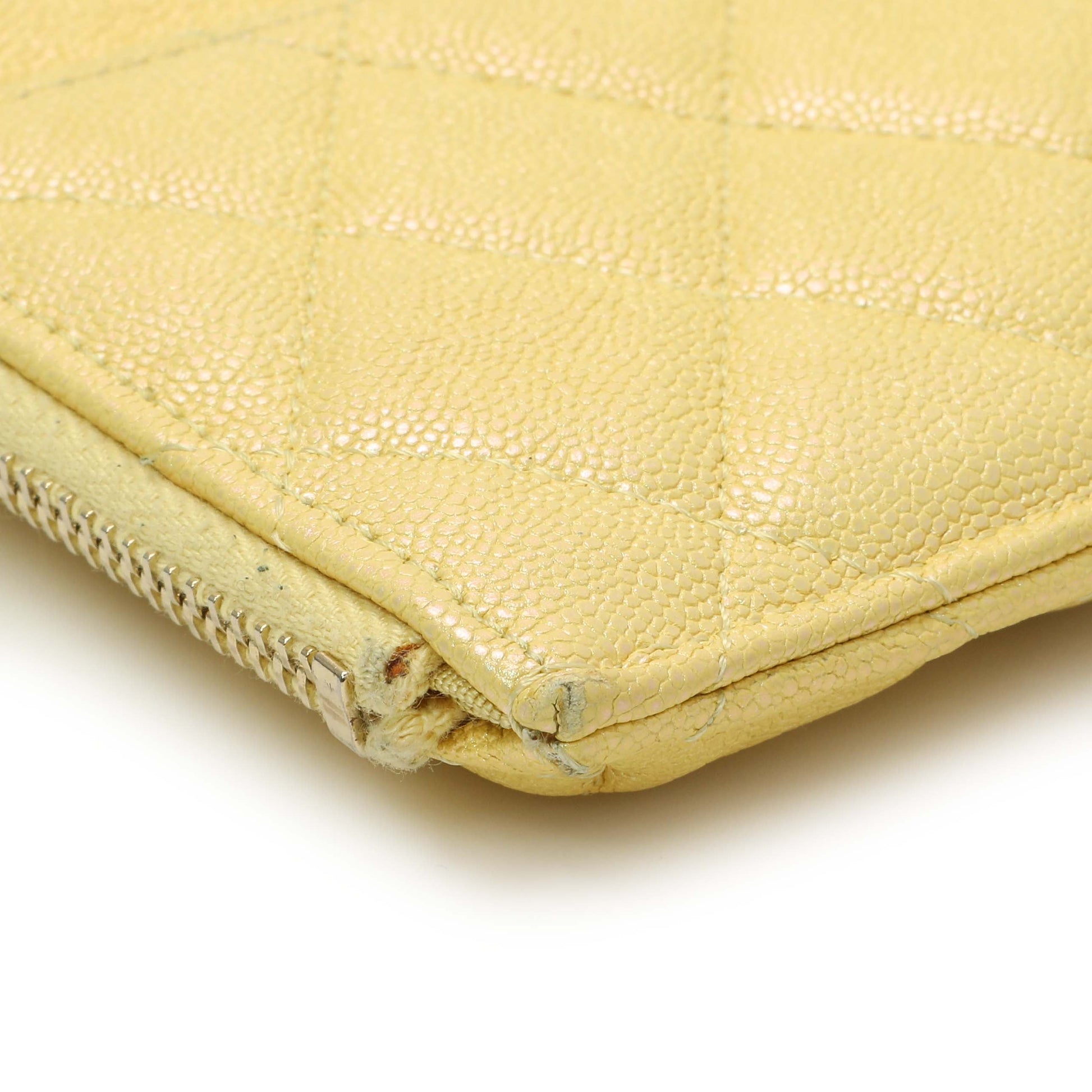 Exclusive Chanel Yellow Iridescent Caviar Classic Phone Pouch — Top View