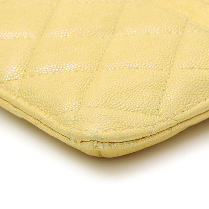 Exclusive Chanel Yellow Iridescent Caviar Classic Phone Pouch — Detail View
