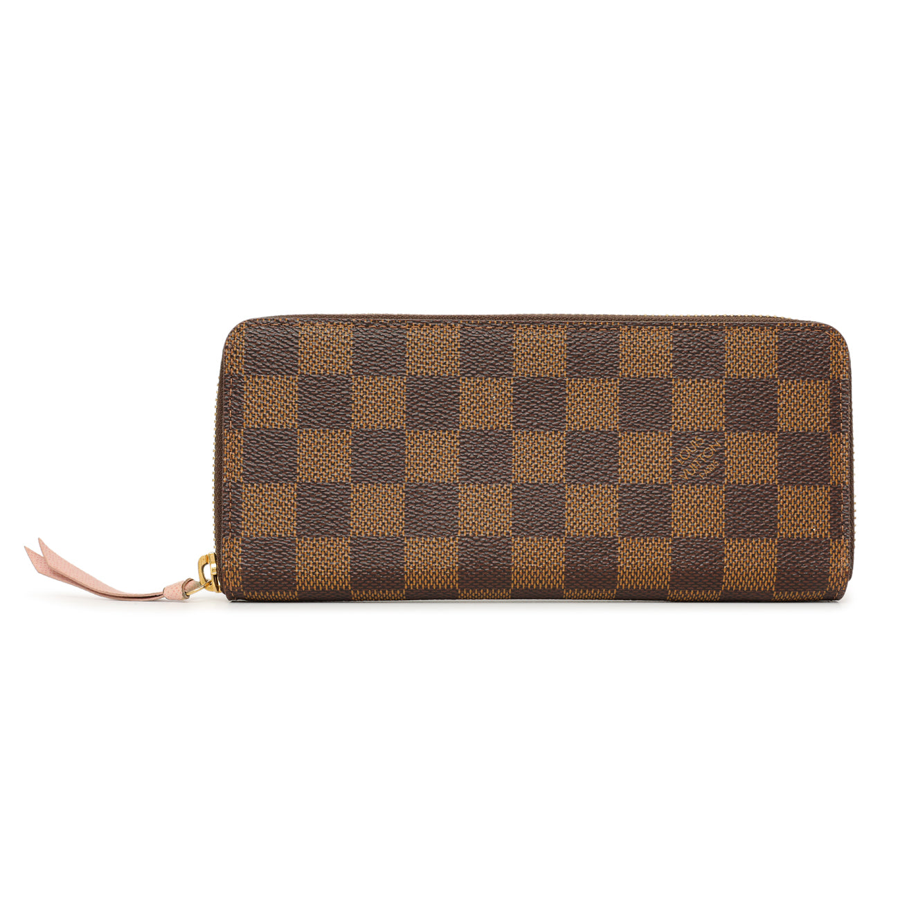 Exclusive Louis Vuitton Damier Ebene Rose Ballerine Clemence Wallet — Front View