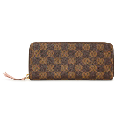 Exclusive Louis Vuitton Damier Ebene Rose Ballerine Clemence Wallet — Front View
