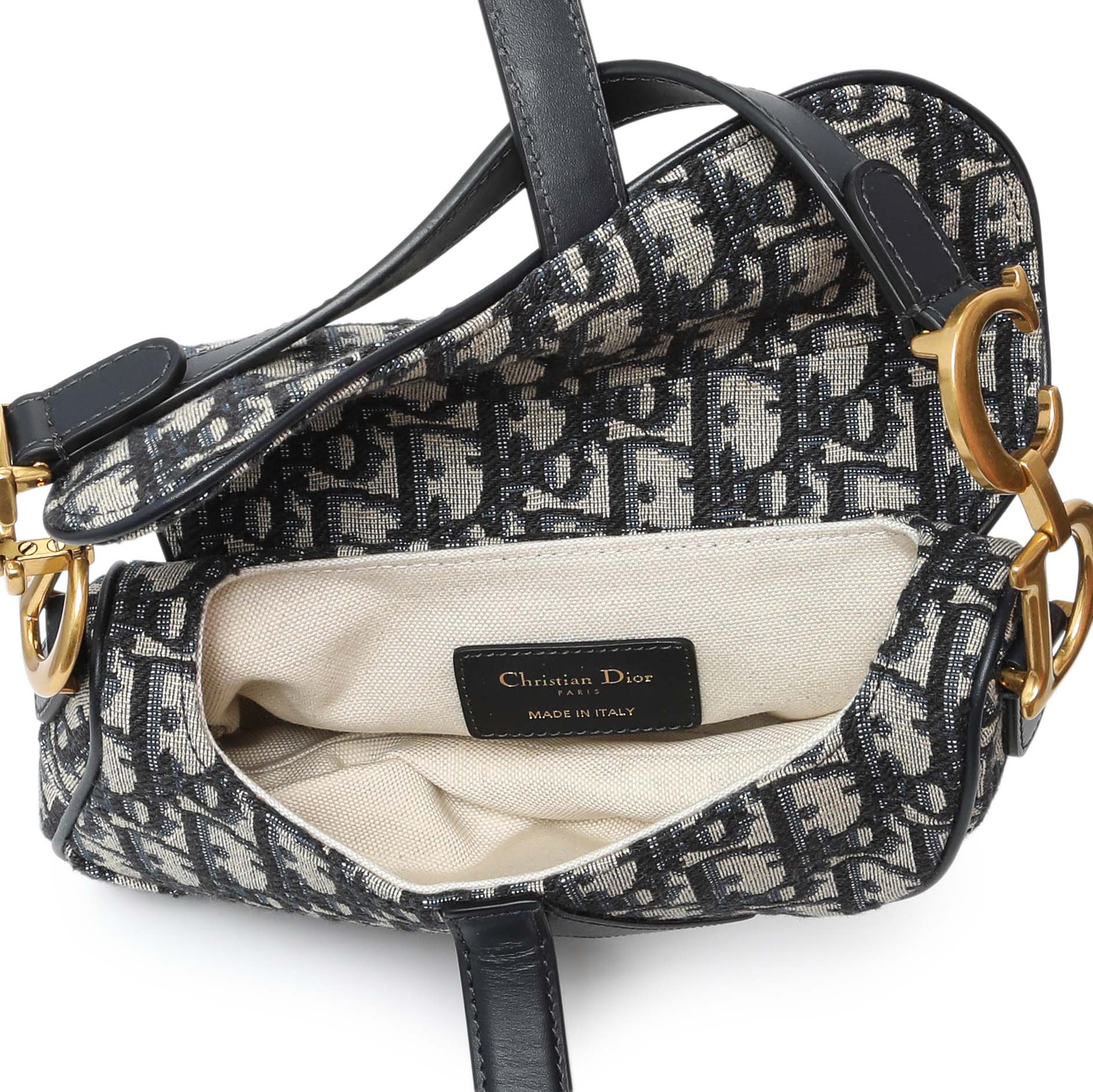 Exclusive Christian Dior Oblique Mini Saddle Bag — Top View
