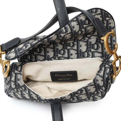 Exclusive Christian Dior Oblique Mini Saddle Bag — Top View