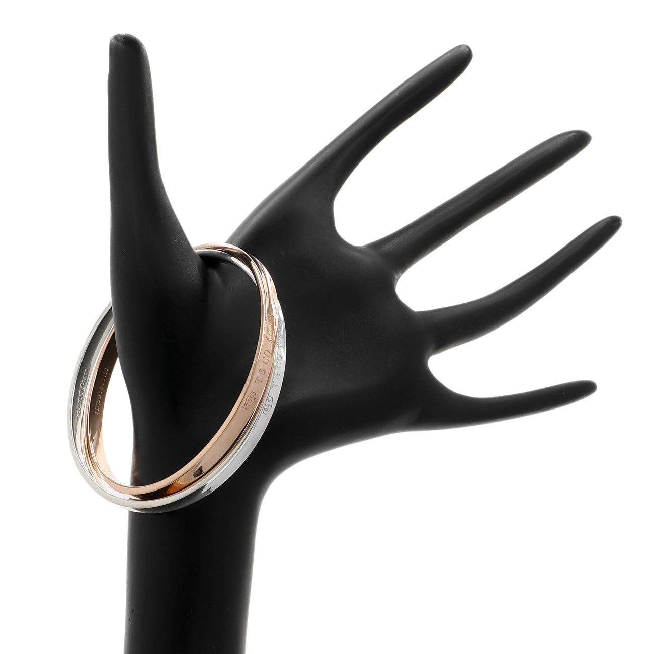 Exclusive Tiffany & Co. 18K Rose Gold Sterling Silver 1837 Interlocking Circles Bangle — Back View