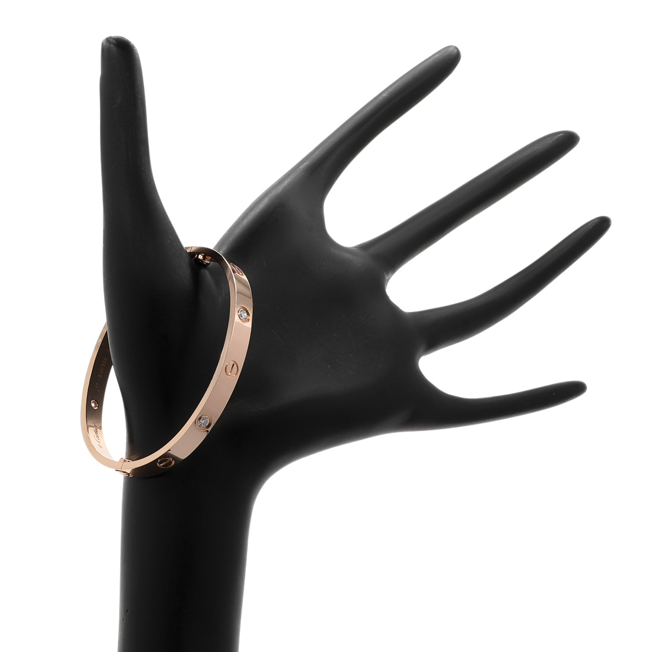 Exclusive Cartier 18K Rose Gold 4 Diamond Classic Love Bracelet — Back View