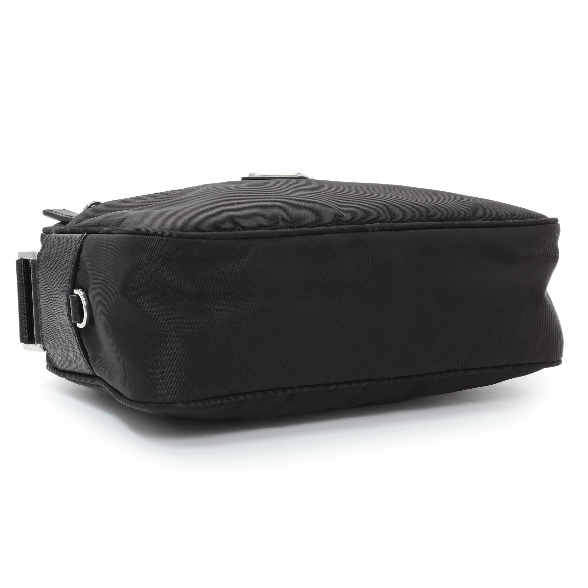 Exclusive Prada Black Re-Nylon Vela Saffiano Pocket Double Zip Shoulder Bag — Back View