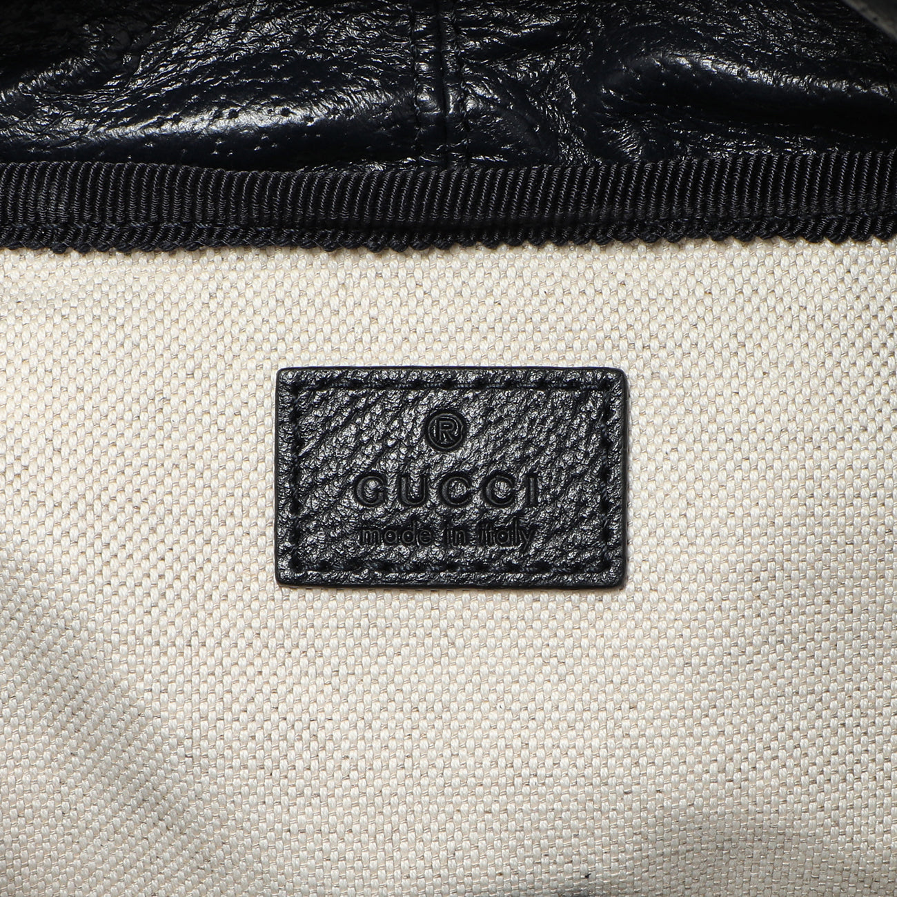 Exclusive Gucci Blue Grained Calfskin Ophidia Double Buckle Backpack — Detail View