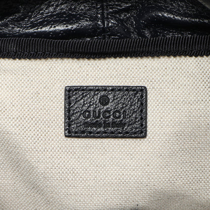 Exclusive Gucci Blue Grained Calfskin Ophidia Double Buckle Backpack — Detail View