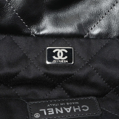 Exclusive Chanel Black Silver Metallic Shaded Quilted Shiny Calfskin Small Chanel 22 — Alternate View 10