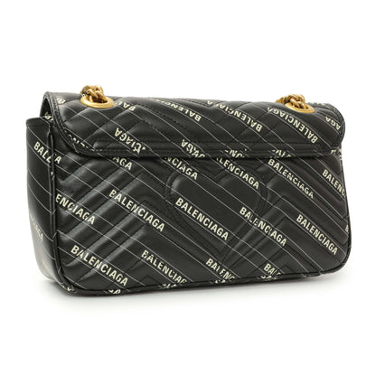 Exclusive Gucci X Balenciaga Calfskin Matelasse Logo Print Small GG Marmont Shoulder Bag — Back View