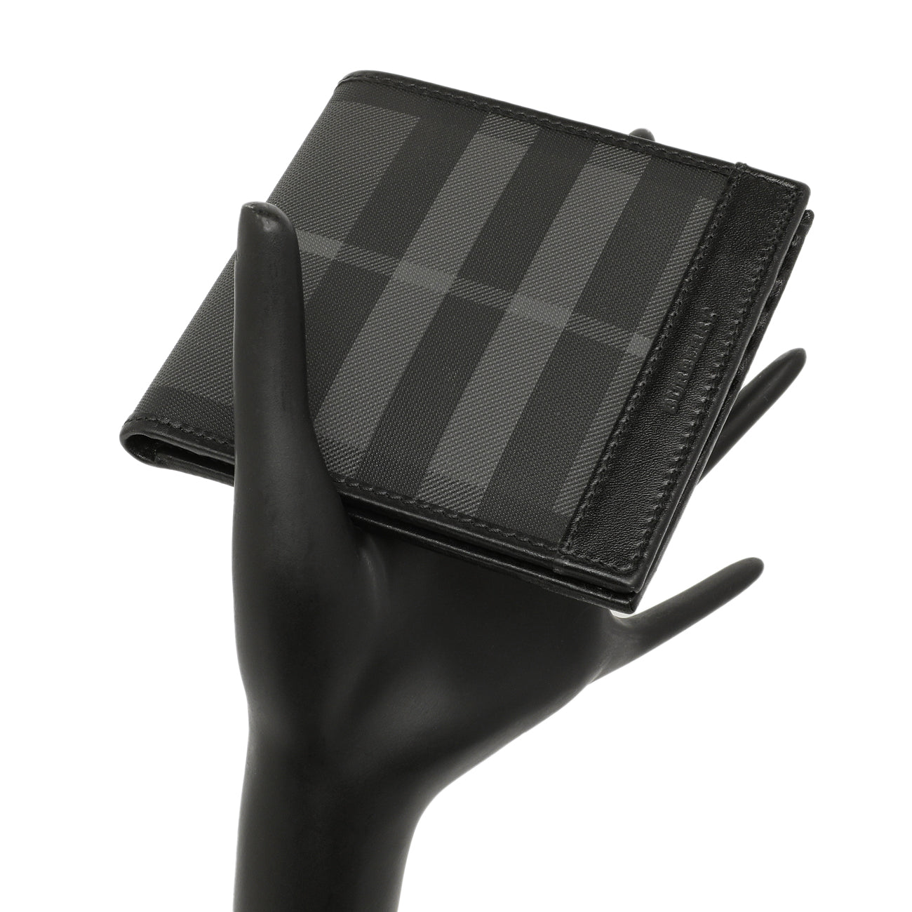 Exclusive Burberry Charcoal Check Bifold Wallet — Lifestyle View