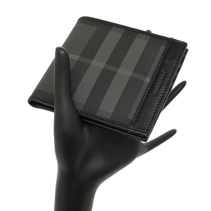 Exclusive Burberry Charcoal Check Bifold Wallet — Lifestyle View