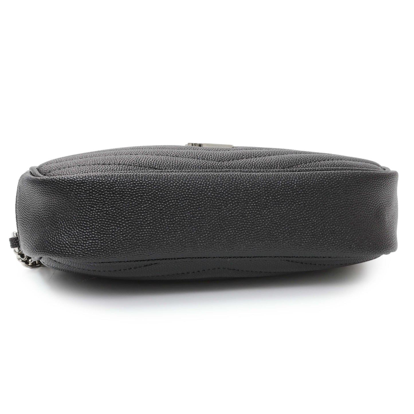 Exclusive Saint Laurent Black Grain De Poudre Matelasse Monogram Mini Lou Camera Bag — Back View