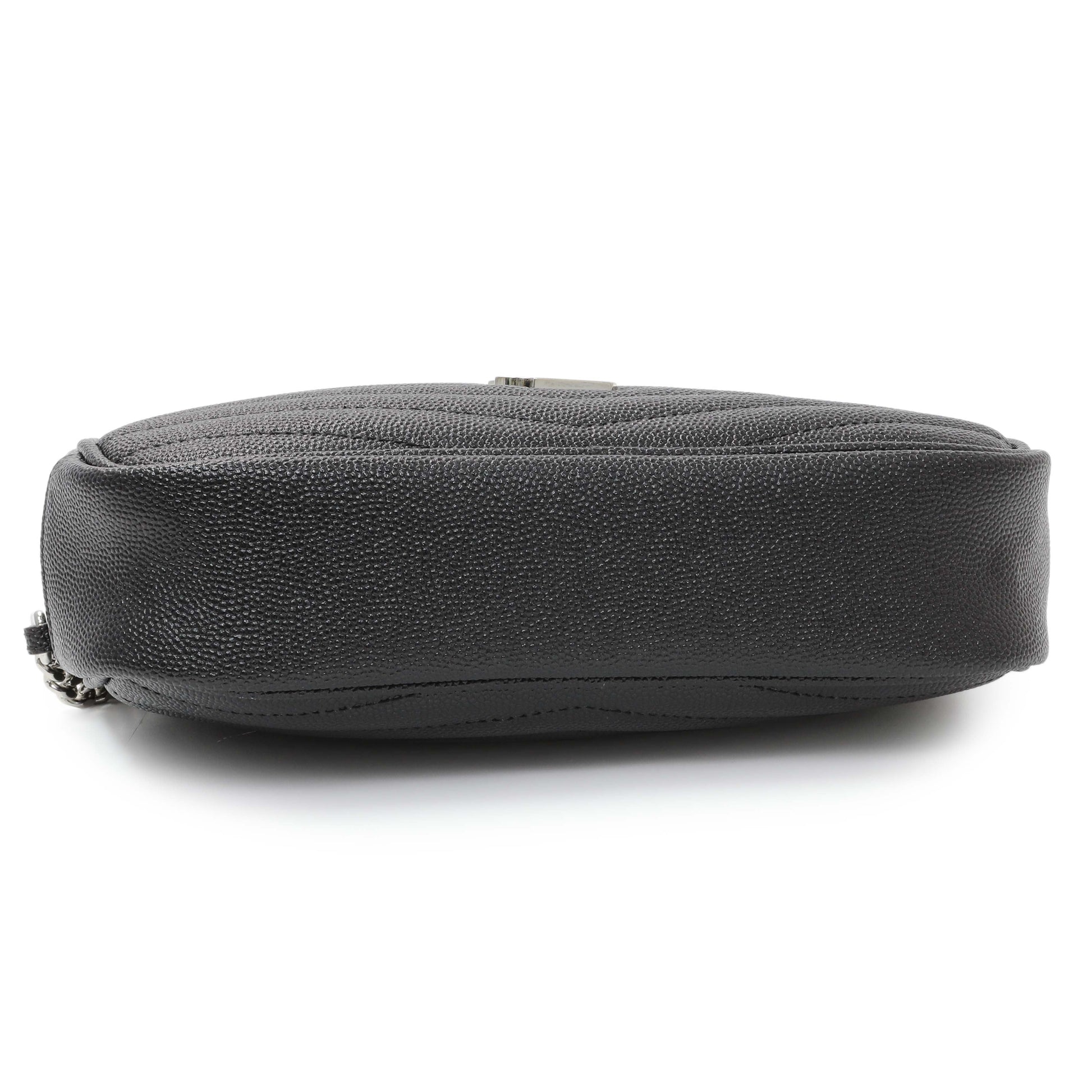 Exclusive Saint Laurent Black Grain De Poudre Matelasse Monogram Mini Lou Camera Bag — Back View