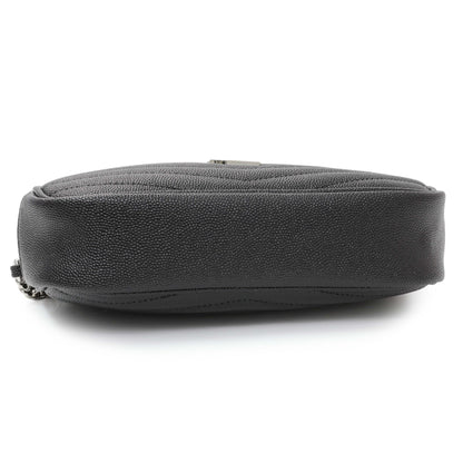 Exclusive Saint Laurent Black Grain De Poudre Matelasse Monogram Mini Lou Camera Bag — Back View