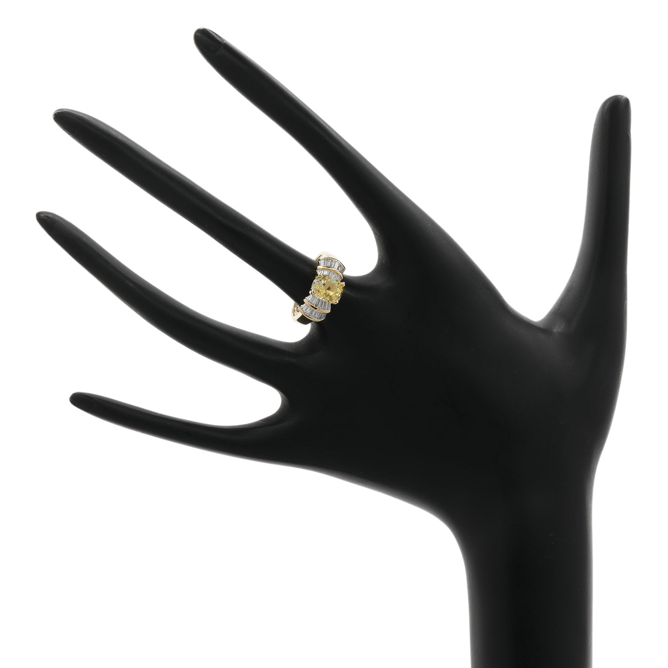 Exclusive 18K Yellow Gold 2.29ct Fancy Yellow Sapphire Diamond Ring — 4.5 — Back View