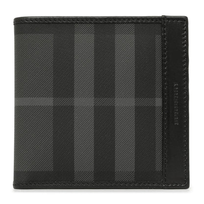 Exclusive Burberry Charcoal Check Bifold Wallet — Front View