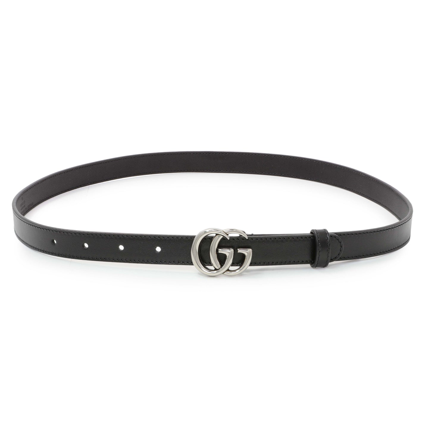 Exclusive Gucci Black Calfskin GG Marmont 20mm Belt — Front View