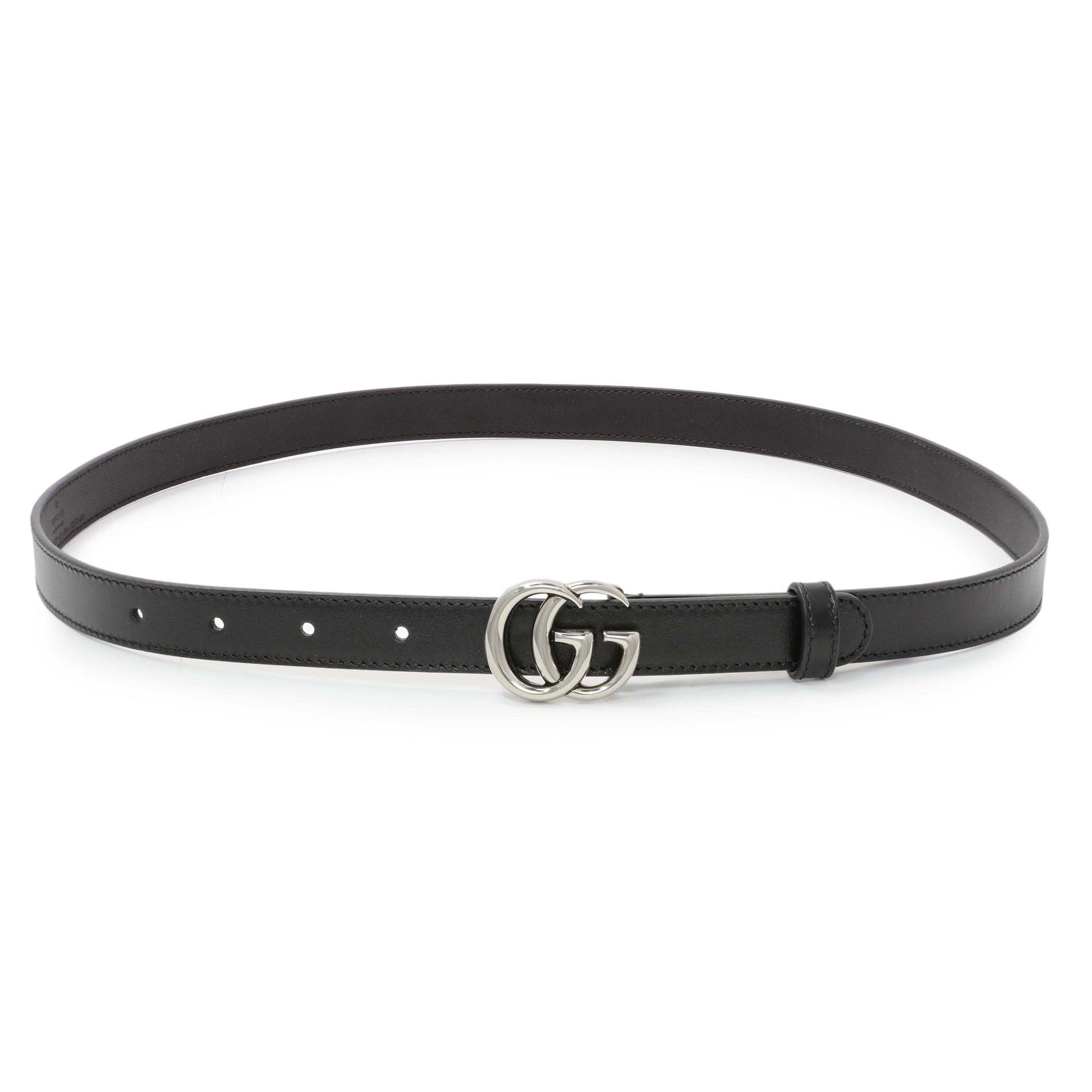 Exclusive Gucci Black Calfskin GG Marmont 20mm Belt — Front View
