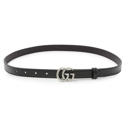 Exclusive Gucci Black Calfskin GG Marmont 20mm Belt — Front View