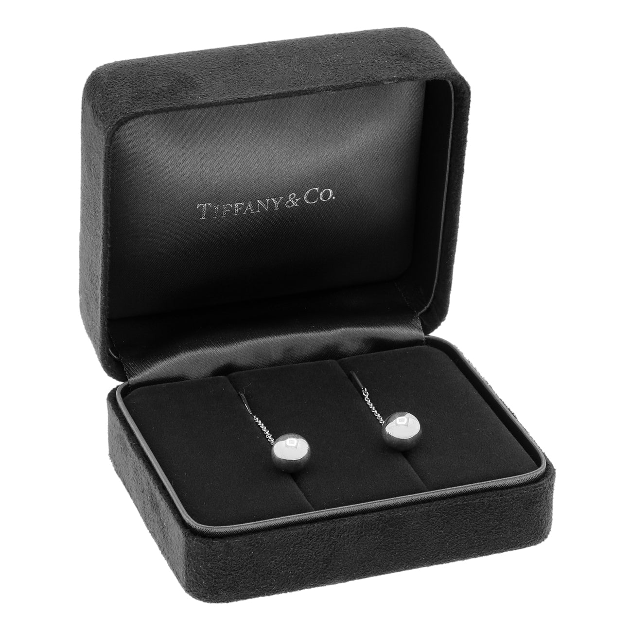 Exclusive Tiffany & Co. Sterling Silver HardWear Ball Drop Earrings — Top View