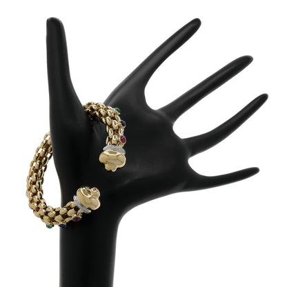 Exclusive FOPE 18K Yellow Gold Flex'it Multi-Gemstone Open Bangle — Back View