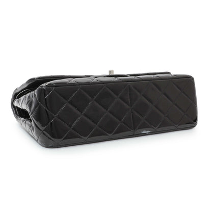 Exclusive Chanel Black Quilted Patent Jumbo Double Flap — Back View
