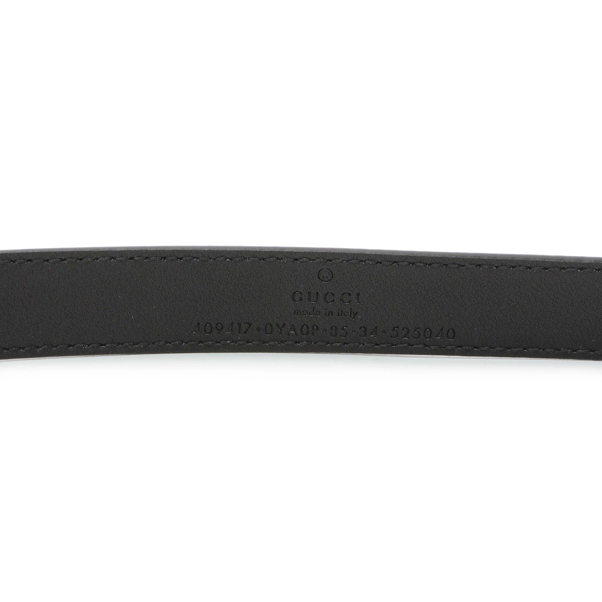 Exclusive Gucci Black Calfskin GG Marmont 20mm Belt — Back View