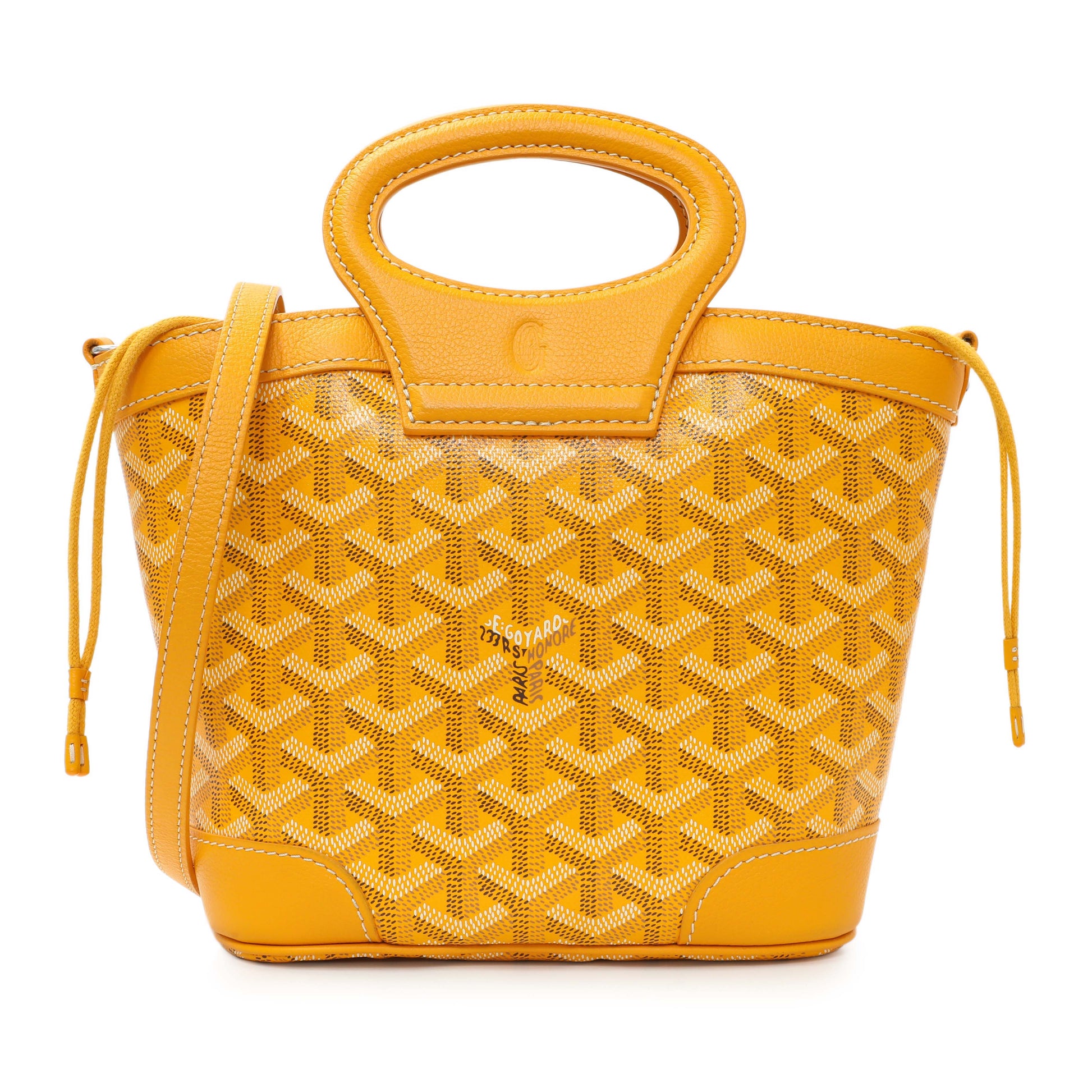 Exclusive Goyard Yellow Goyardine Beluga Mini Bucket Bag — Front View