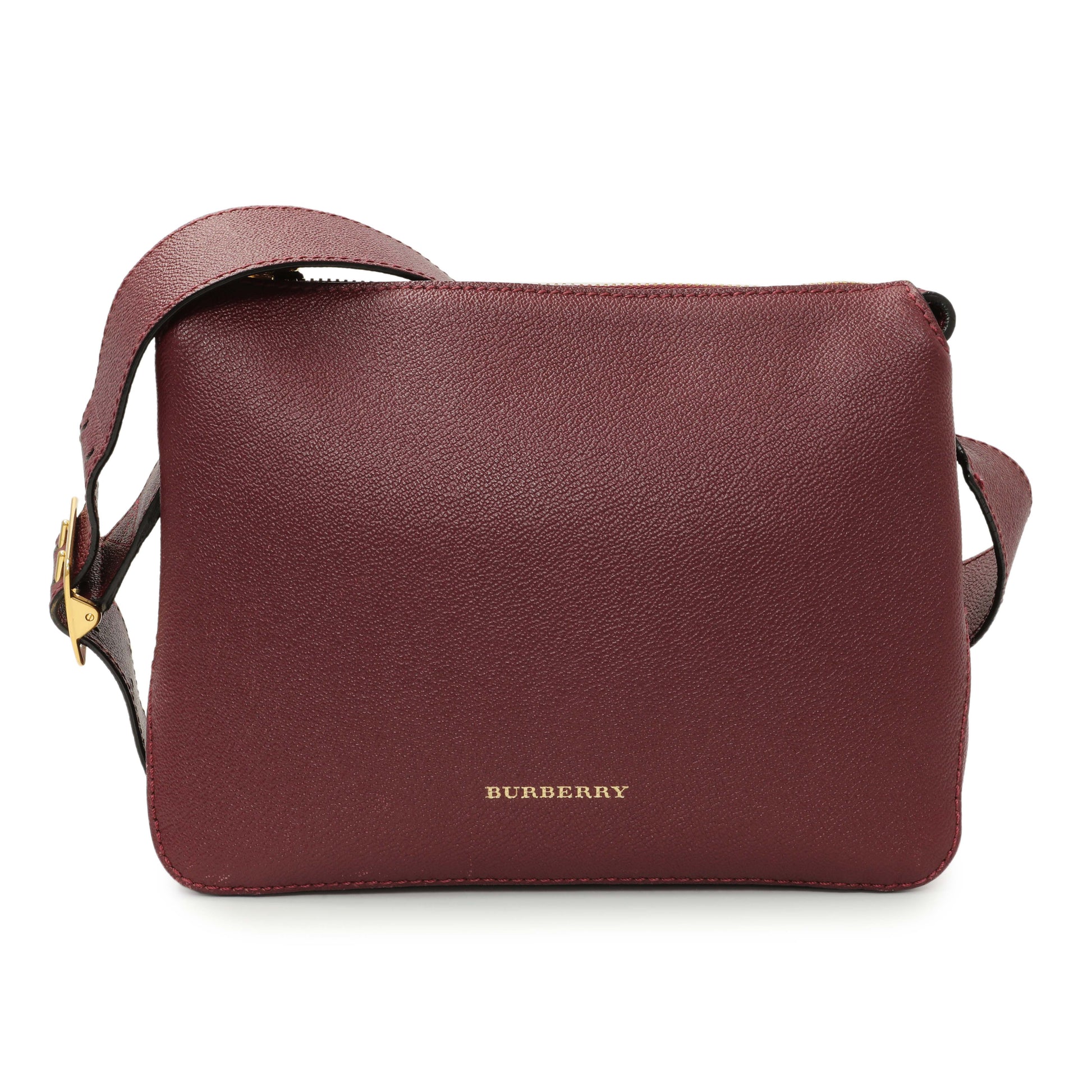 Exclusive Burberry Burgundy Grained Calfskin Small Helmsley Crossbody — Side View