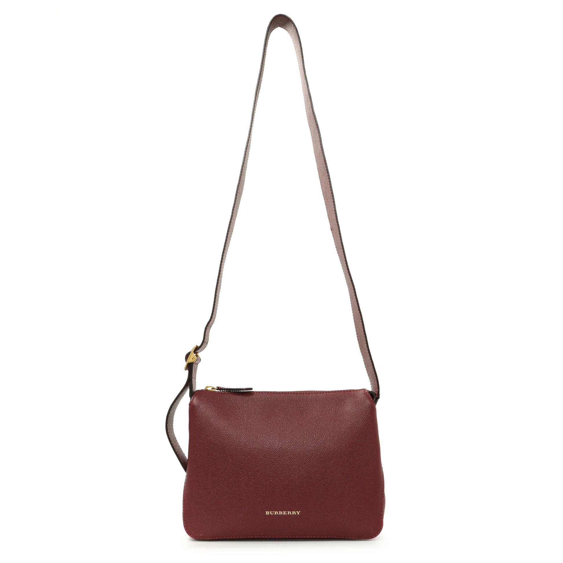 Exclusive Burberry Burgundy Grained Calfskin Small Helmsley Crossbody — Front View