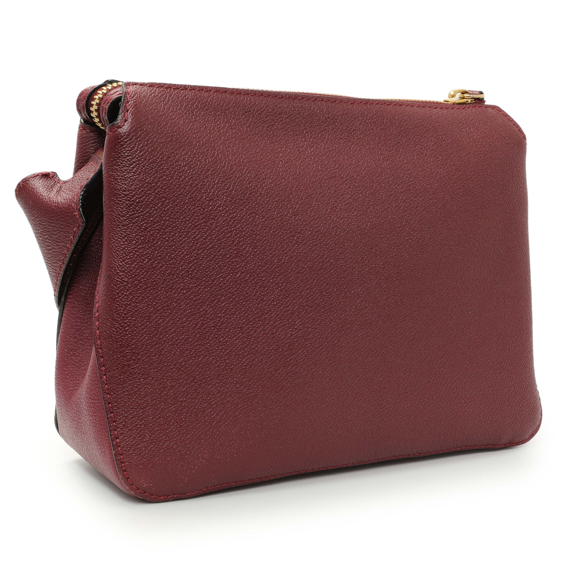 Exclusive Burberry Burgundy Grained Calfskin Small Helmsley Crossbody — Back View