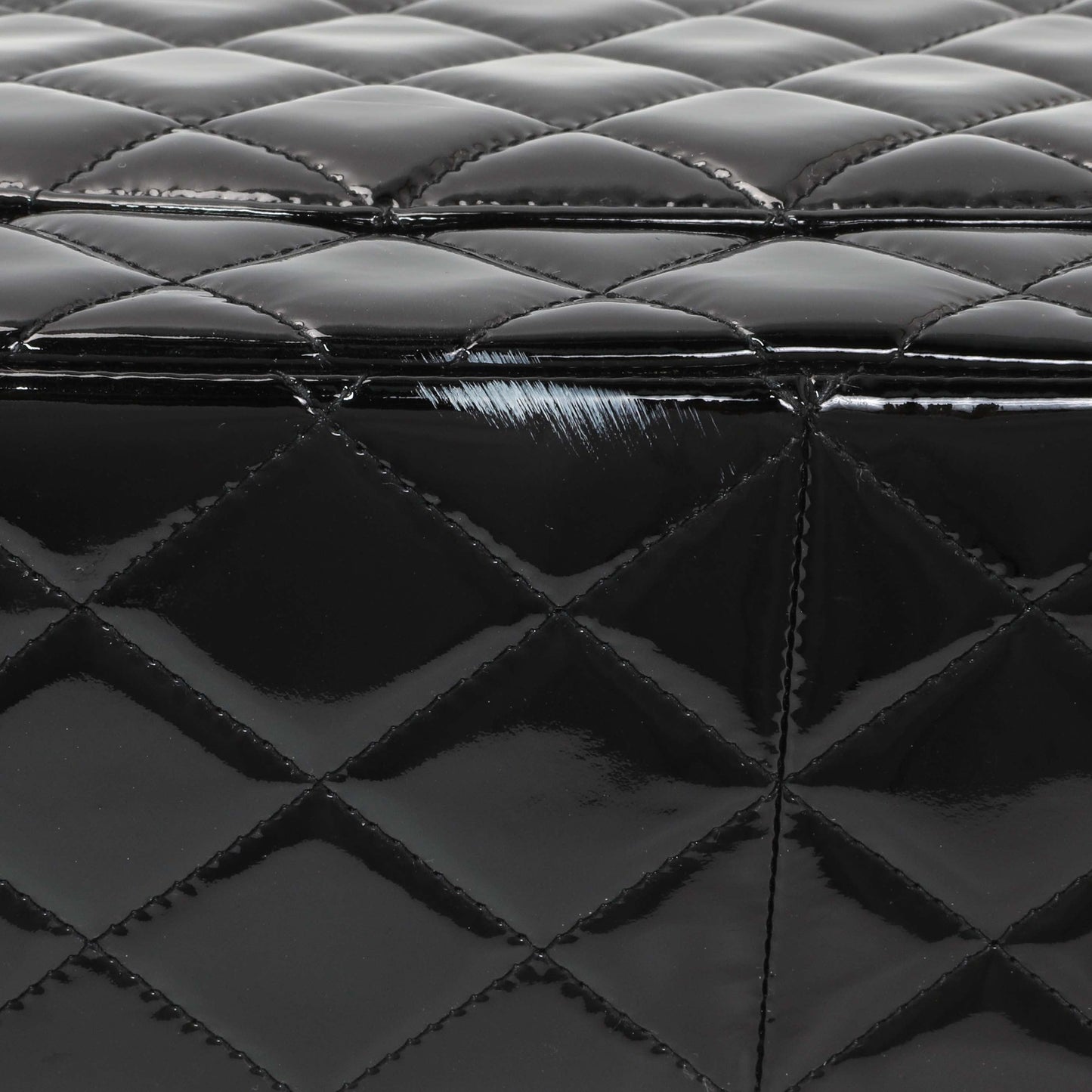 Exclusive Chanel Black Quilted Patent Jumbo Double Flap — Alternate View 11