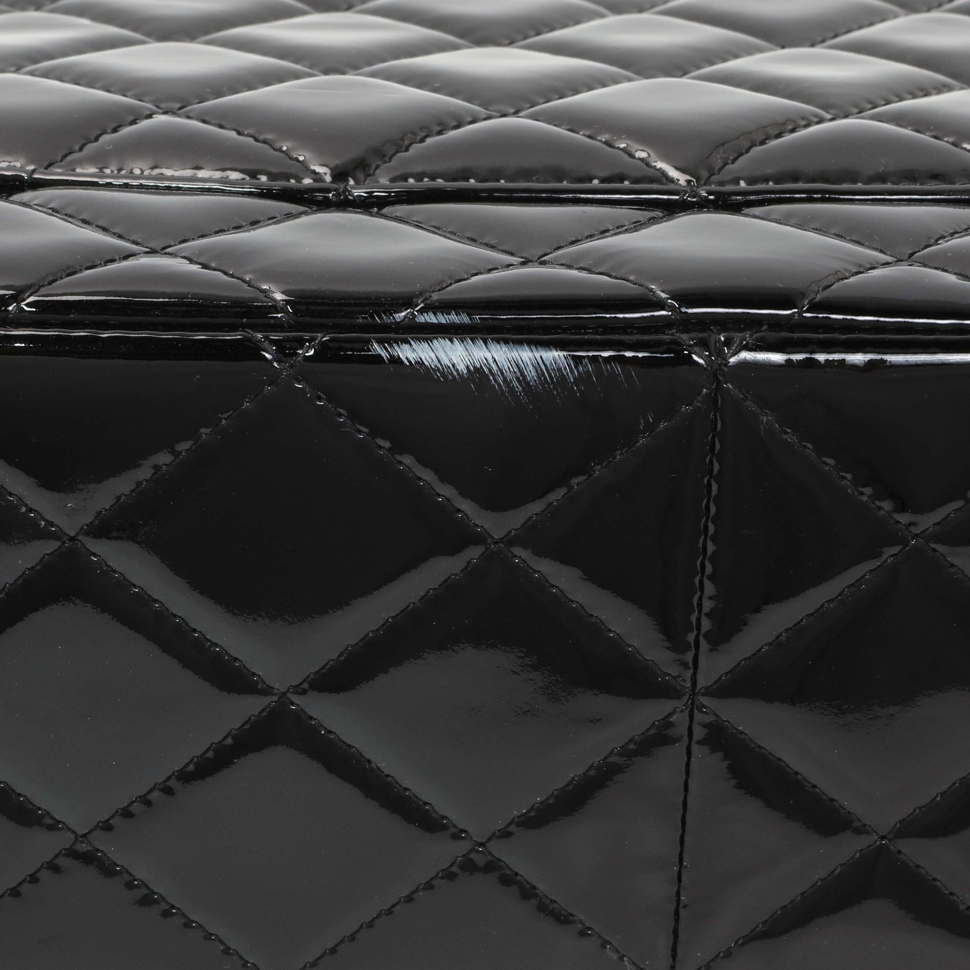 Exclusive Chanel Black Quilted Patent Jumbo Double Flap — Alternate View 11
