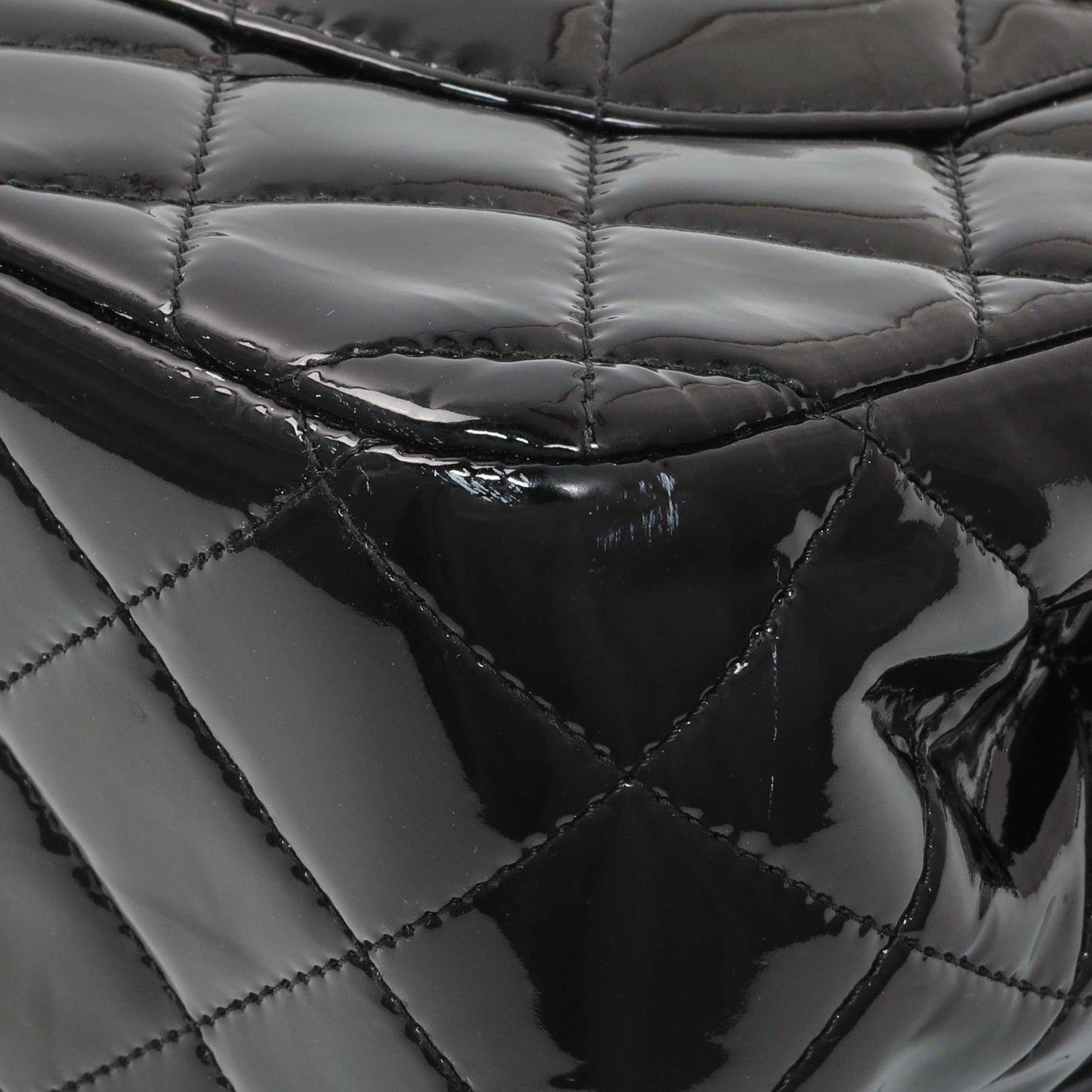 Exclusive Chanel Black Quilted Patent Jumbo Double Flap — Alternate View 7