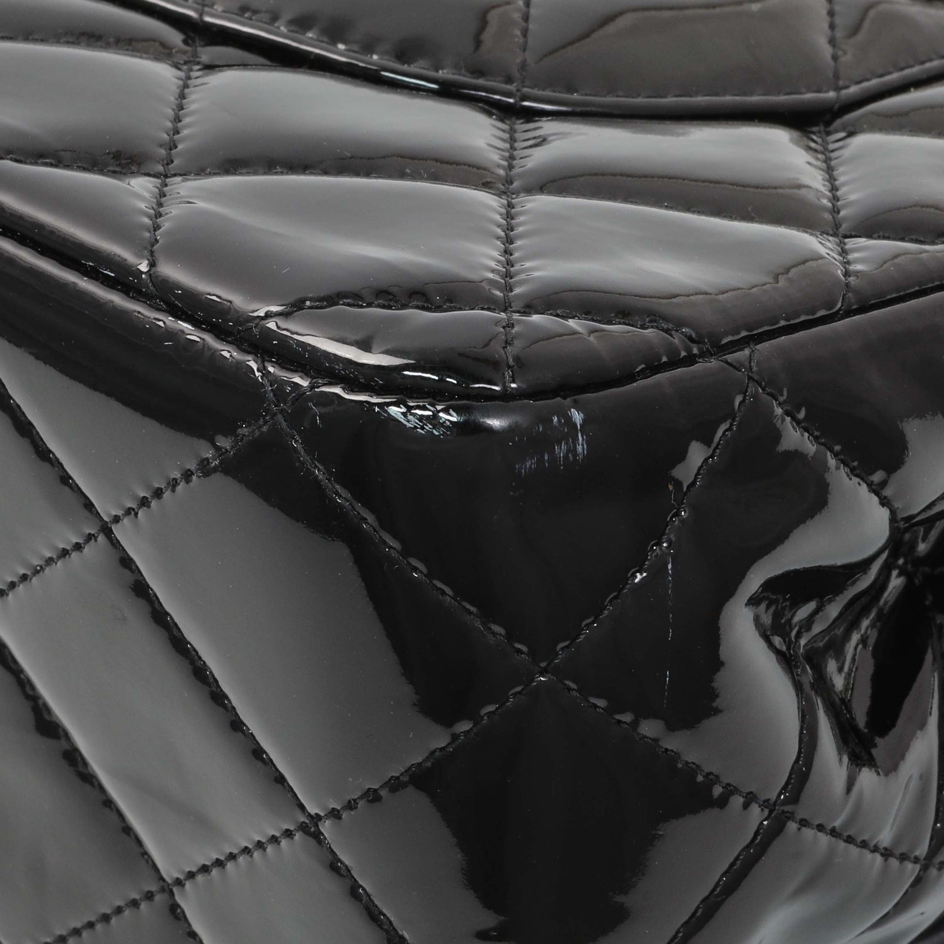 Exclusive Chanel Black Quilted Patent Jumbo Double Flap — Alternate View 7