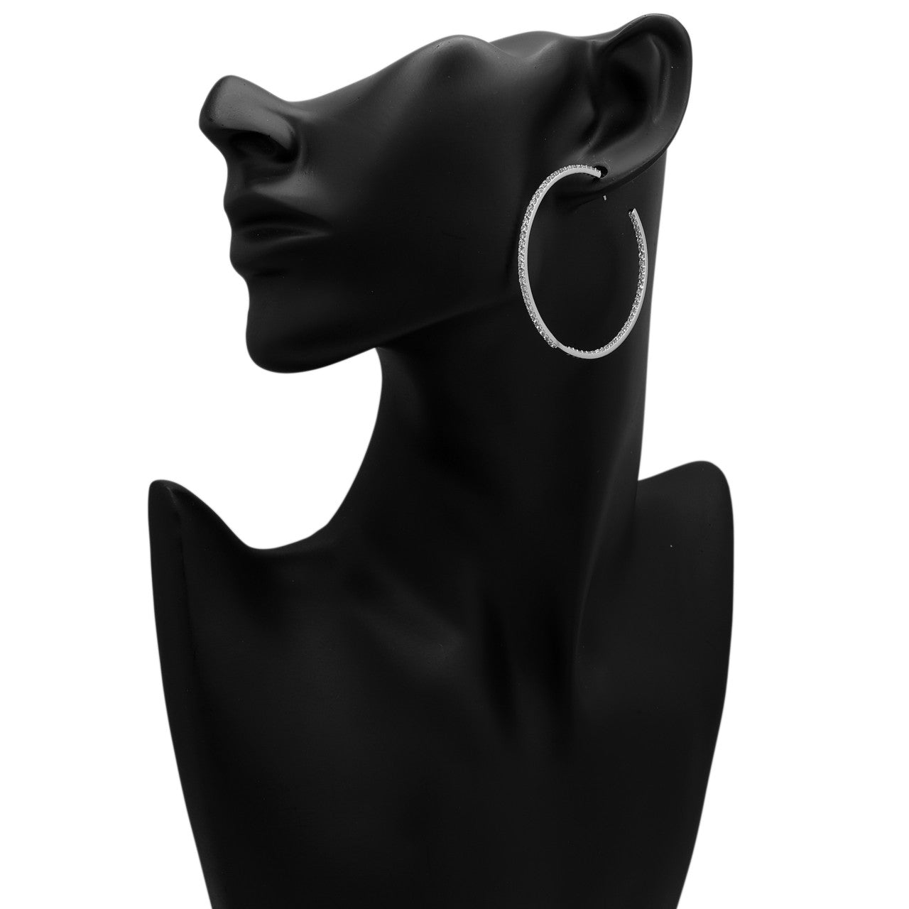 Exclusive 18K White Gold 2.76 Carat Diamond Hoop Earrings — Back View