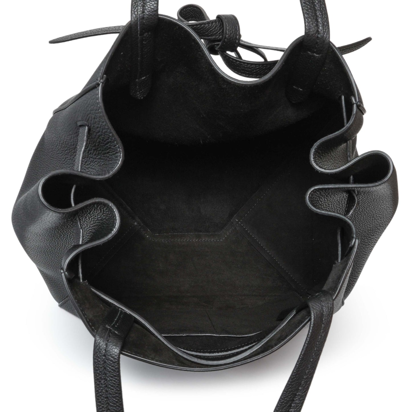 Exclusive Celine Black Soft Grained Calfskin Medium Belt Cabas Phantom — Top View