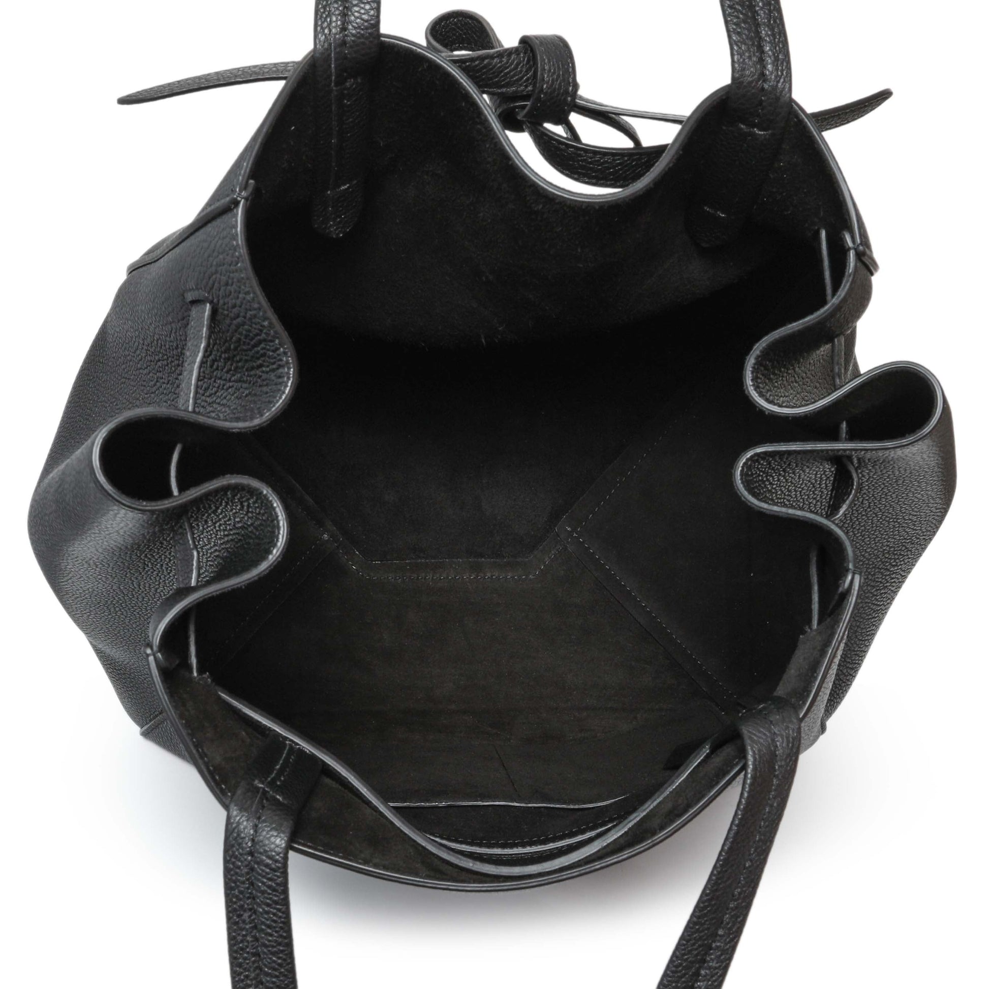 Exclusive Celine Black Soft Grained Calfskin Medium Belt Cabas Phantom — Top View