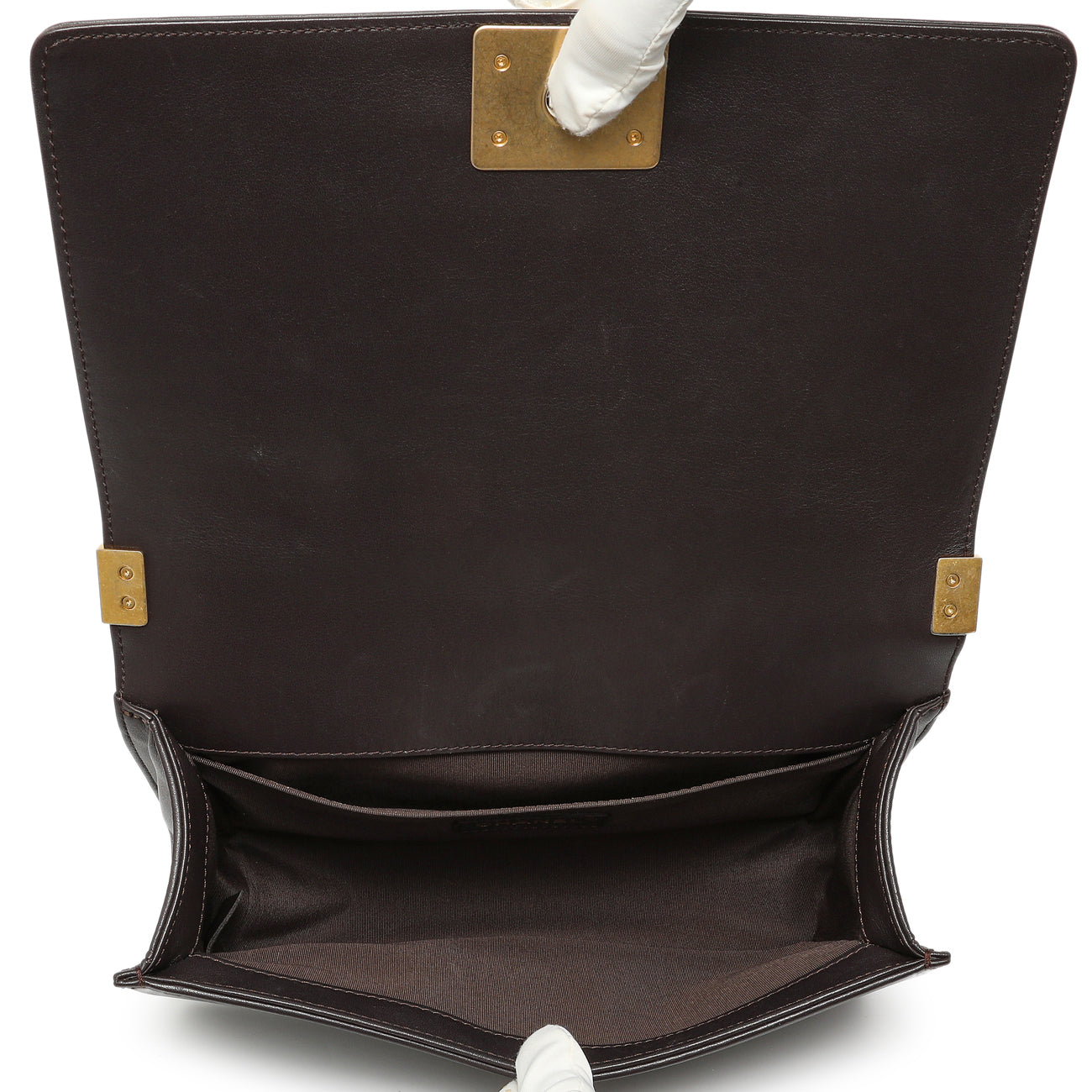 Exclusive Chanel Dark Brown Quilted Calfskin Medium Boy Bag — Alternate View 9