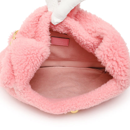 Exclusive Gucci Lotus Pink Shearling Small Jackie 1961 Shoulder Bag — Top View