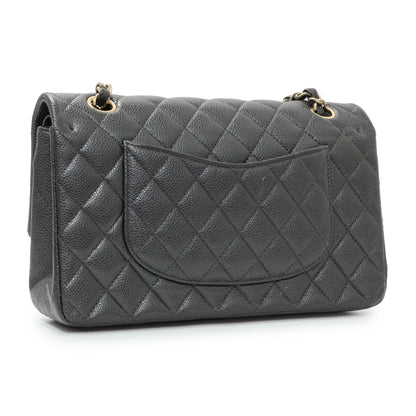 Exclusive Chanel Dark Grey Caviar Medium Classic Double Flap — Side View